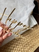 Topper Happy Birthday 11*9,5 cm Plexi złote (2)