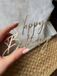 Topper Happy Birthday 11*9,5 cm Plexi złote (4)