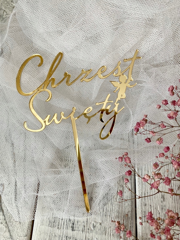 Topper Plexi Chrzest Święty złote lustro (2)