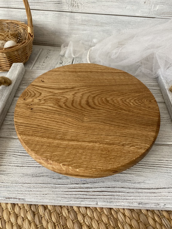 Patera na tort. Tortownica z drewna Dąb 25 cm (2)