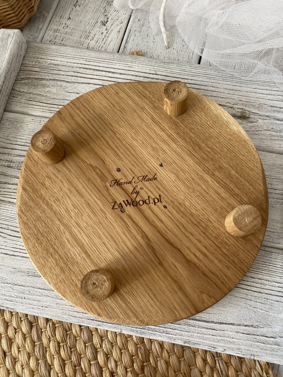 Patera na tort. Tortownica z drewna Dąb 25 cm (3)