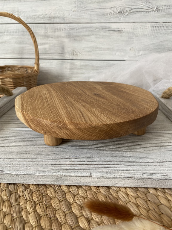 Patera na tort. Tortownica z drewna Dąb 25 cm (5)
