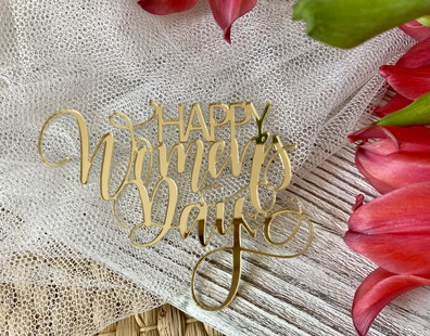 Topper Happy Womens Day 9*7 cm Plexi złote lustro