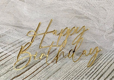 Topper na bok tortu Happy Birthday 11,5x7 cm