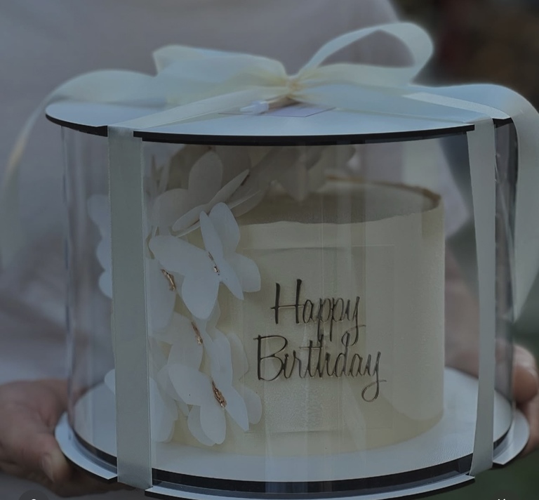 Topper tabliczka bezbarwny plexi z złotym napisem Happy Birthday 8*10 cm  (2)