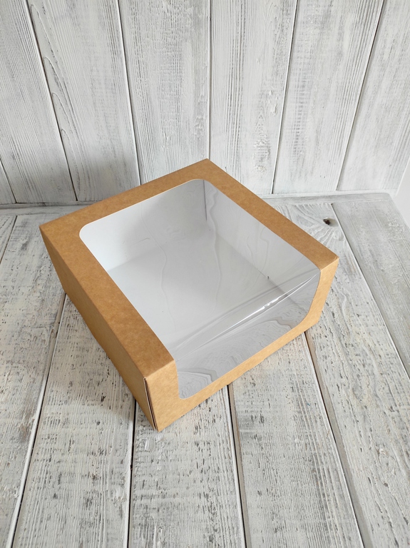 Pudełko na tort 22x22x11 cm okno Kraft Eko 5 szt (1)