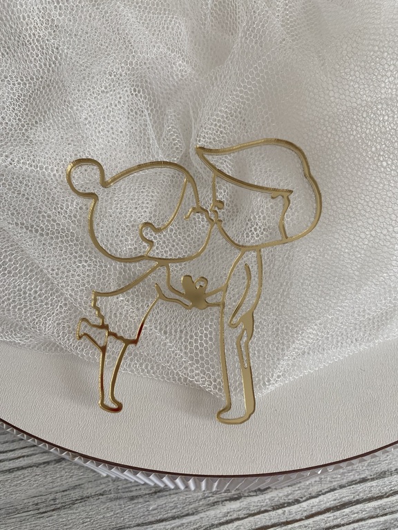 Topper plexi złote chłopczyk i dziewczynka 8*8,5 cm 
