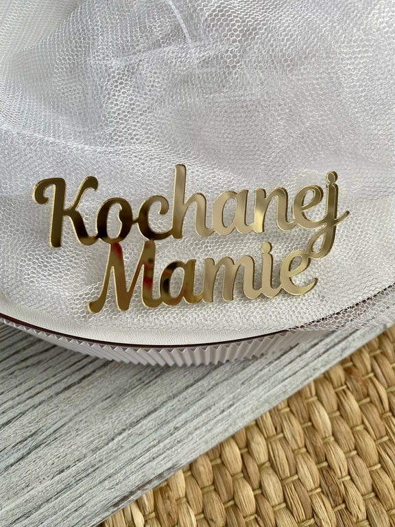 Topper Kochanej Mamie 10*4,5 cm plexi złote  (2)