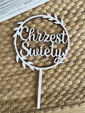Topper Chrzest Święty 11*18,5 cm biała HDF 