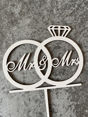 Topper na tort ślubny Mr&Mrs biały HDF