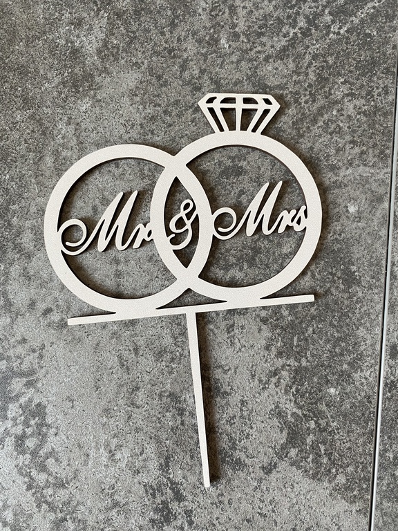 Topper na tort ślubny Mr&Mrs biały HDF (3)