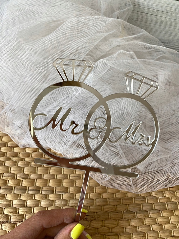 Topper obrączki Mr&Mrs srebne Plexi (2)