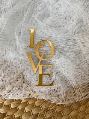 Topper LOVE Plexi złote lustro 10*5 cm