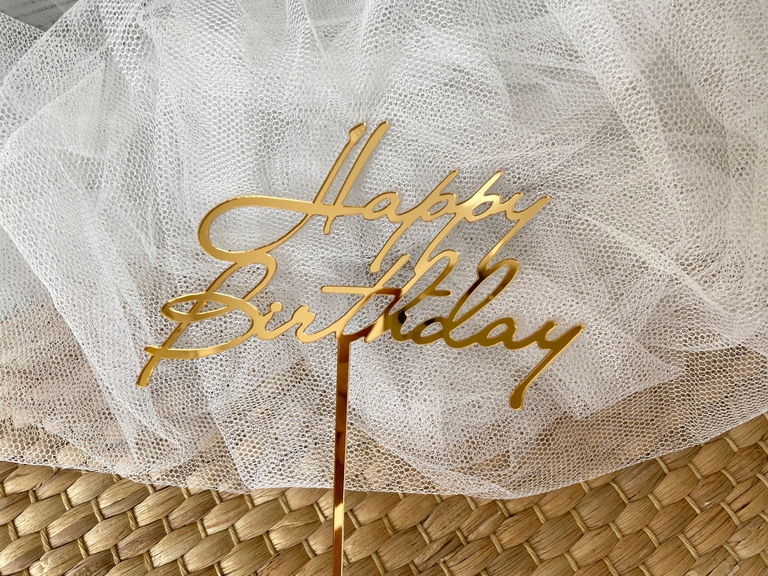 Topper na tort Plexi złote lustro Happy Birthday (2)